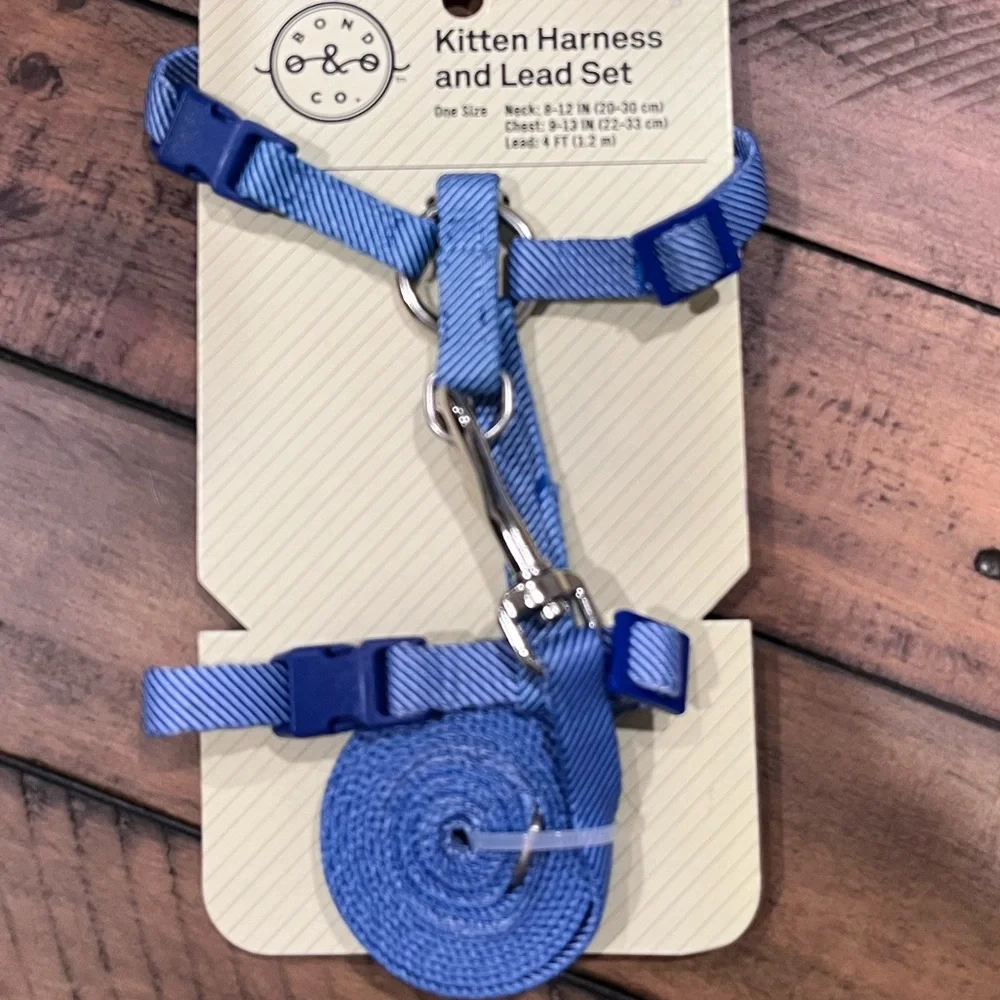 Kitten Harness and Lead Set - one size- blue color